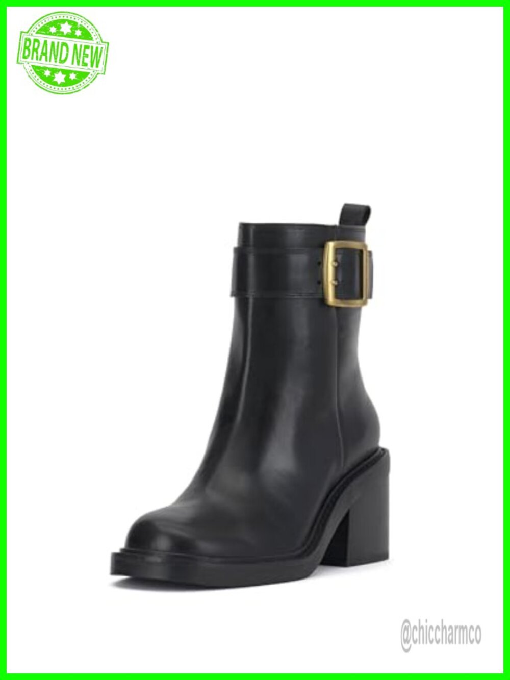 Leather Ankle Bootie Stacked Heel Zipper Closure Fall Casual